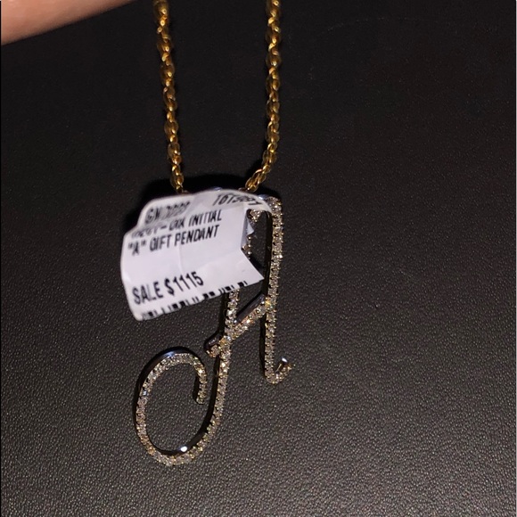 Beautiful large 10k solid real gold SI real diamond A letter initial pendant WOW - Picture 4 of 9